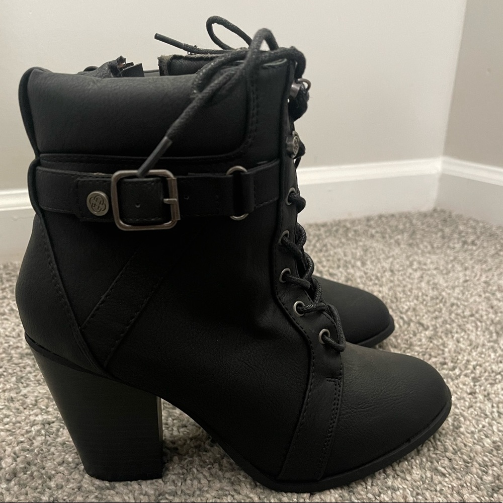 Black Chunky Heel Booties